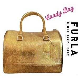 🌟🌟Rare!! Stunning Original Furla Oro Glam Gold Glitter Candy Bag 🌟